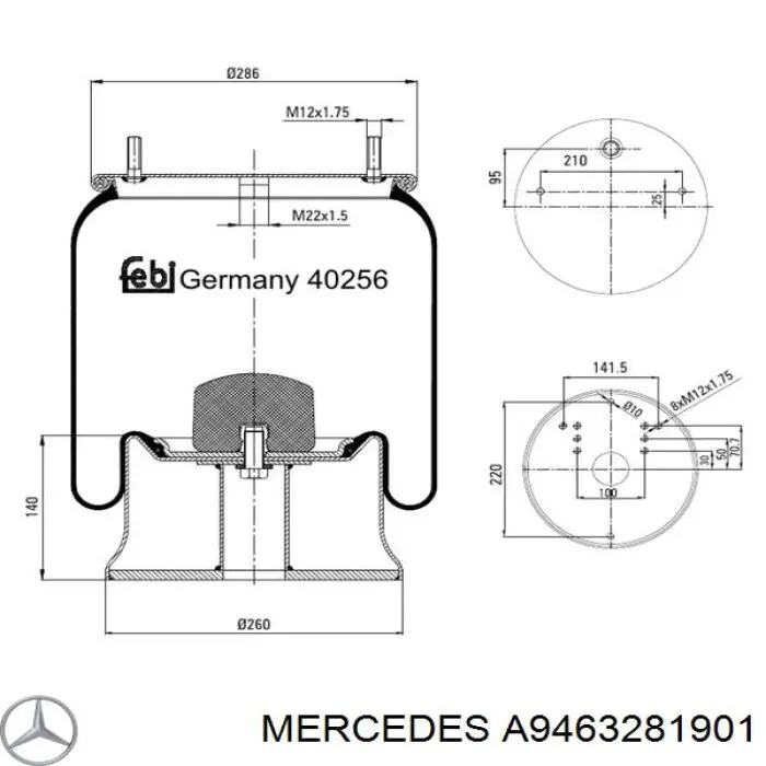 JAE2010501901 Mercedes muelle neumático, suspensión, eje trasero