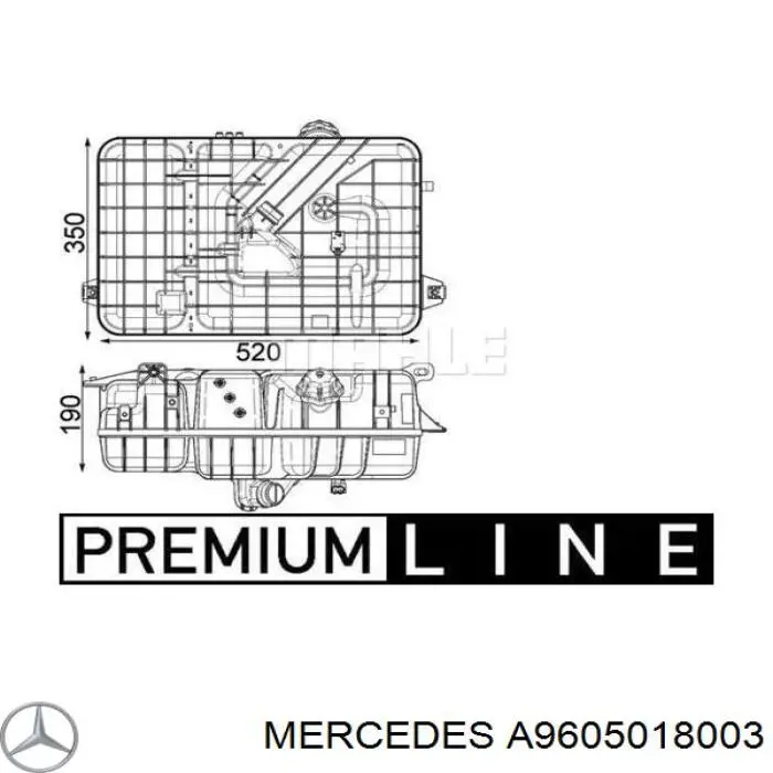 9605018003 Mercedes botella de refrigeración