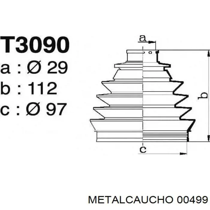 00499 Metalcaucho fuelle, árbol de transmisión delantero exterior