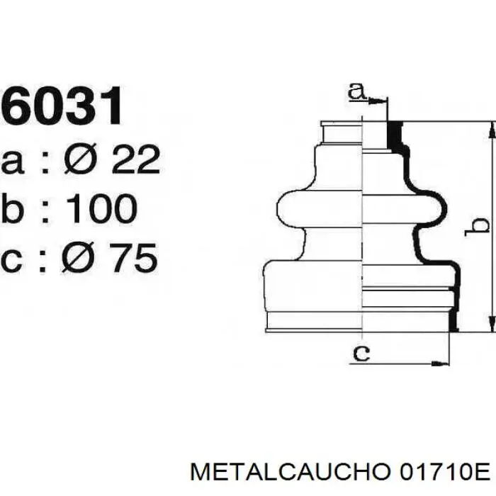 01710E Metalcaucho fuelle, árbol de transmisión delantero exterior