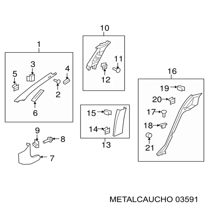 03591 Metalcaucho Brida del sistema de refrigeración (triple unión)