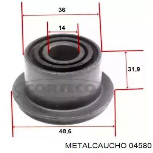 Buje del brazo de suspensión delantero superior Metalcaucho 04580 precio, desde 13,56 EUR