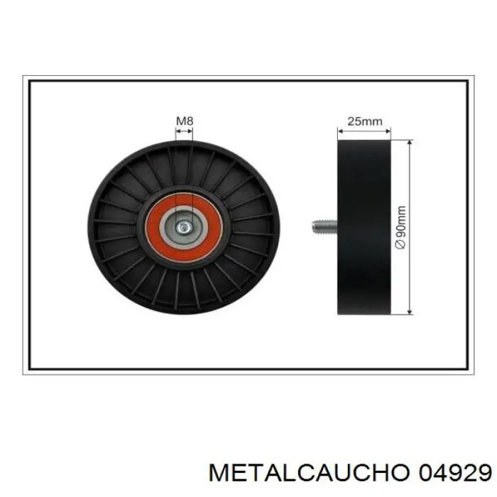 04929 Metalcaucho polea inversión / guía, correa poli v