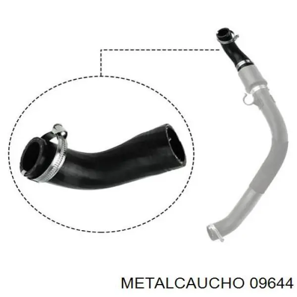 09644 Metalcaucho tubo flexible de aire de sobrealimentación superior izquierdo