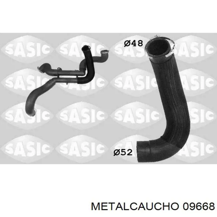 09956 Metalcaucho tubo flexible de aire de sobrealimentación superior izquierdo