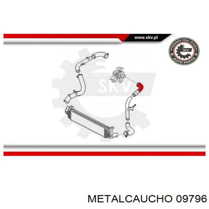 Tubo flexible de aire de sobrealimentación Metalcaucho 09796