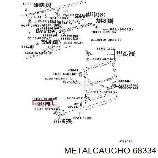 68334 Metalcaucho brazo del limpiaparabrisas, lavado de parabrisas, luna trasera