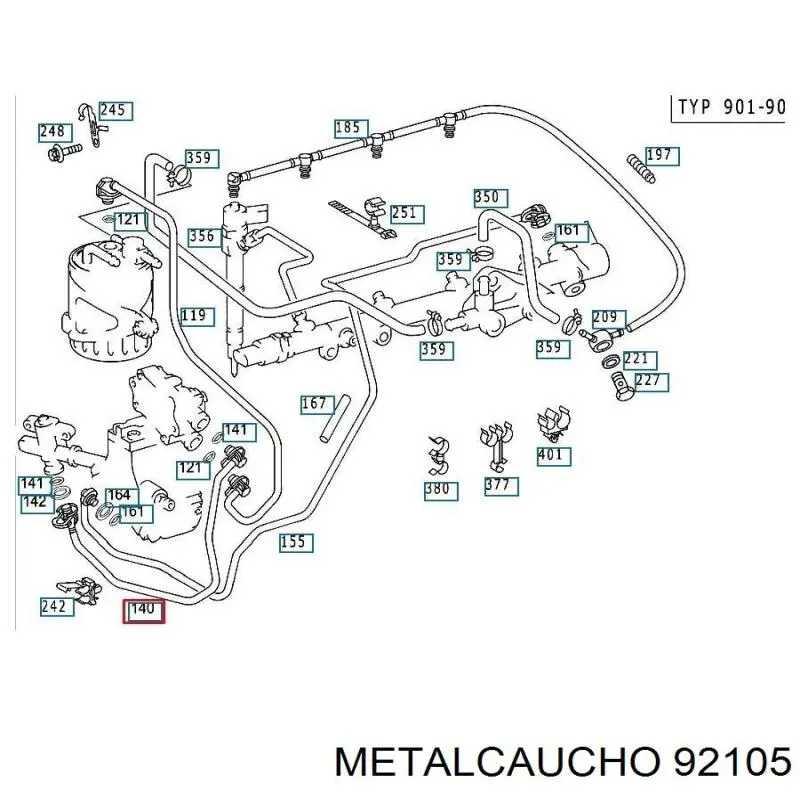 Tubería de combustible desde la bomba de cebado hasta la válvula de corte de combustible Metalcaucho 92105 precio, desde 13,39 EUR