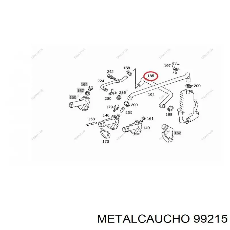 99215 Metalcaucho tubería de radiador, retorno