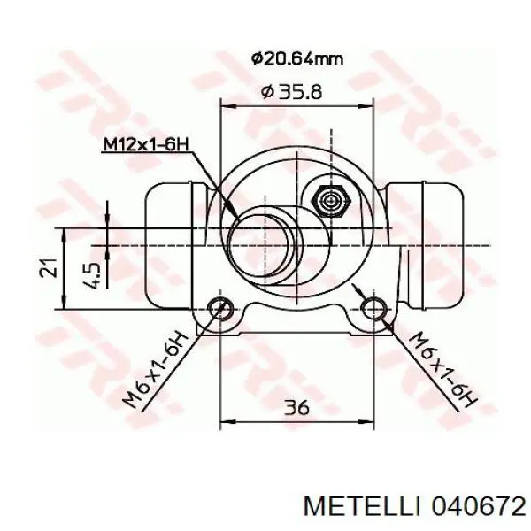 04-0672 Metelli cilindro de freno de rueda trasero