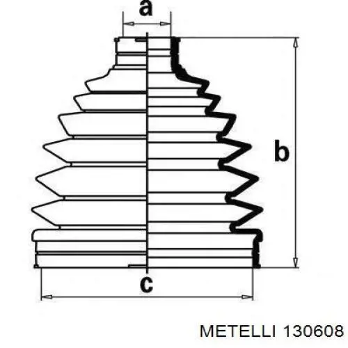 13-0608 Metelli fuelle, árbol de transmisión delantero exterior