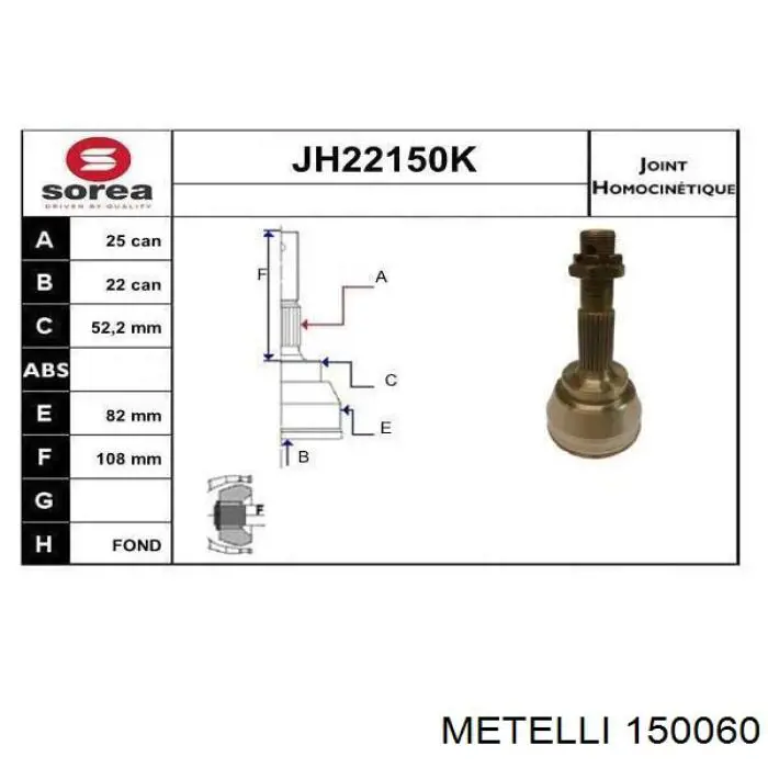 150060 Metelli junta homocinética exterior delantera