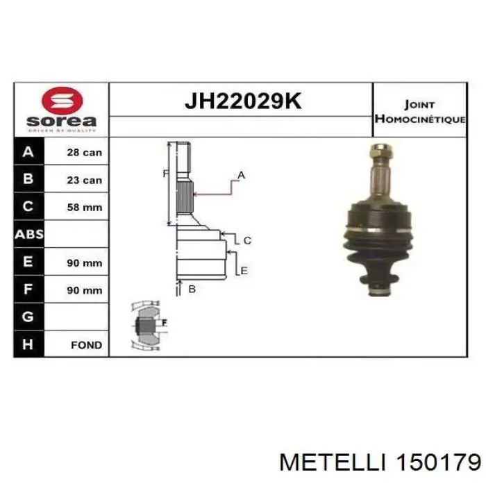 15-0179 Metelli junta homocinética exterior delantera