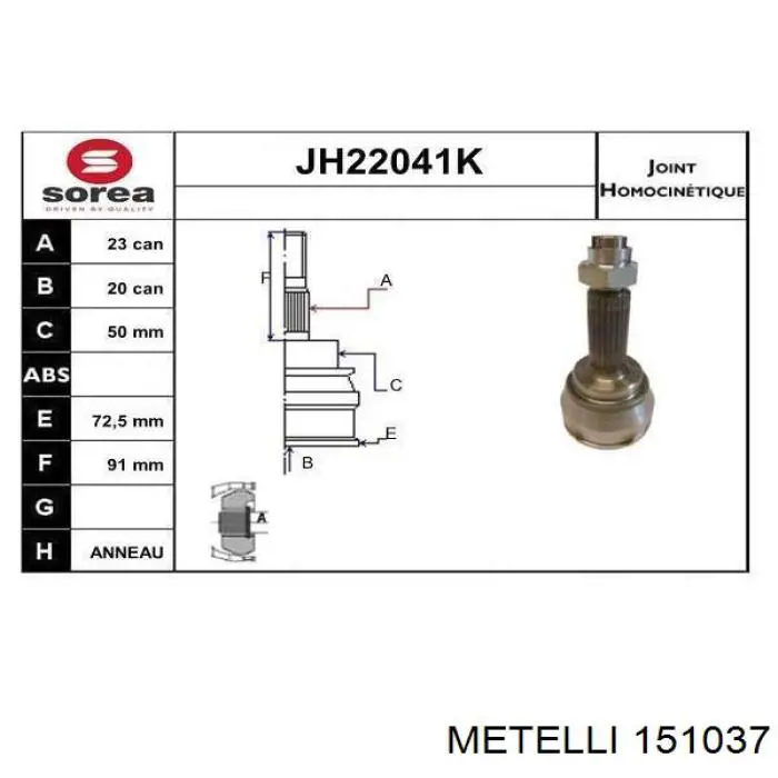 Comprar 151037 Metelli Junta homocinetica