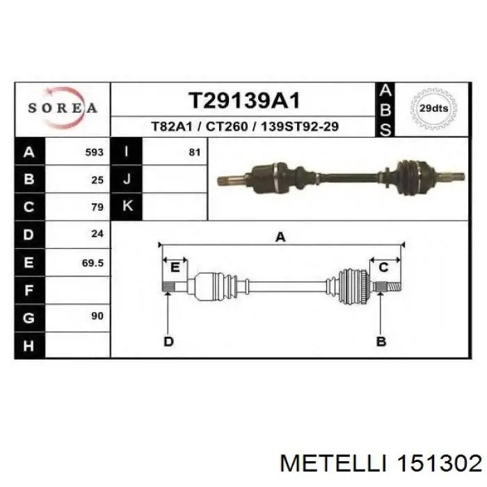 Comprar 151302 Metelli Junta homocinetica