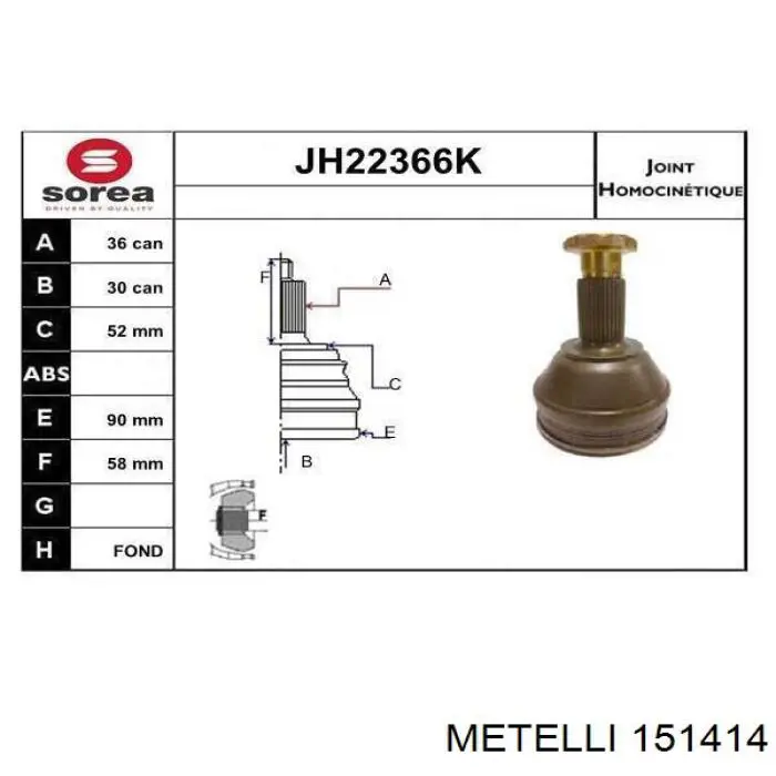 Junta homocinetica 151414 Metelli