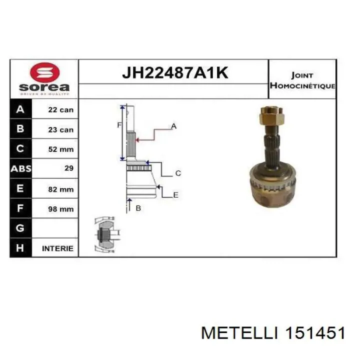 Comprar 151451 Metelli Junta homocinetica