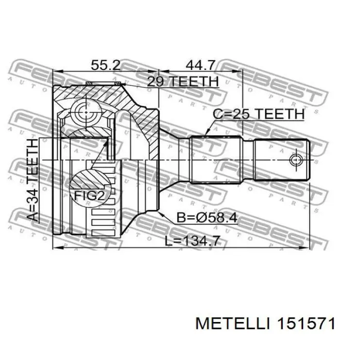 15-1571 Metelli junta homocinética exterior delantera