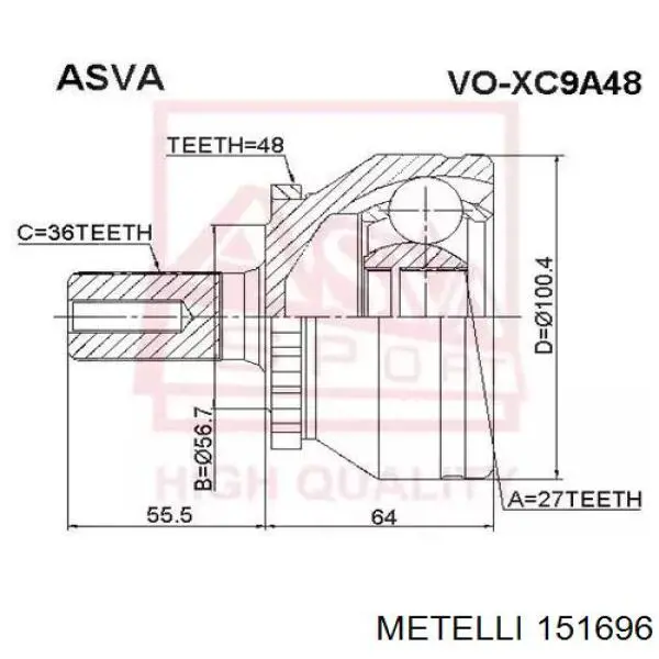 Junta homocinética exterior delantera Metelli 151696 precio, desde 47,30 EUR