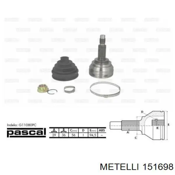 15-1698 Metelli junta homocinética exterior delantera