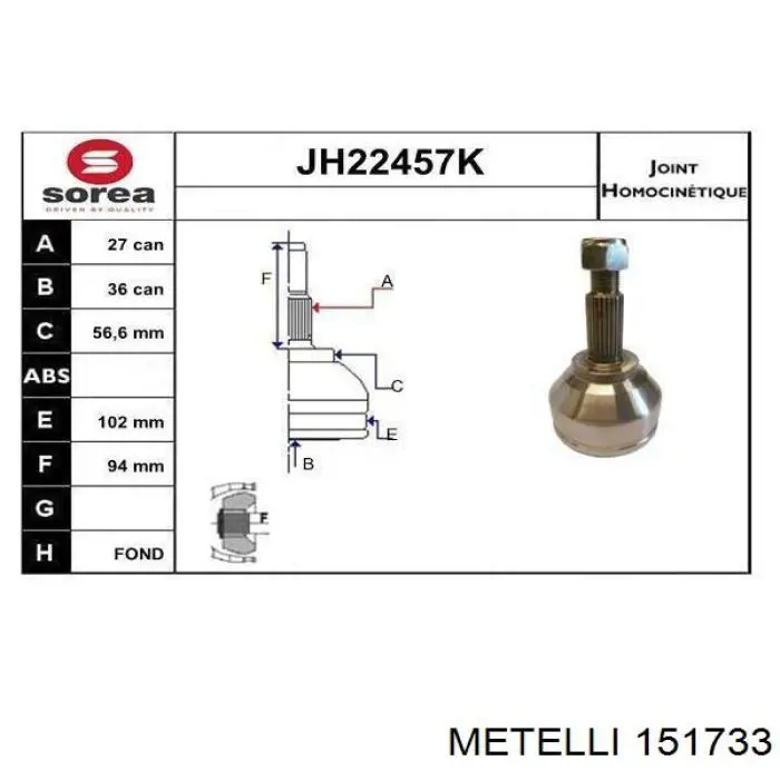 Comprar 151733 Metelli Junta homocinetica