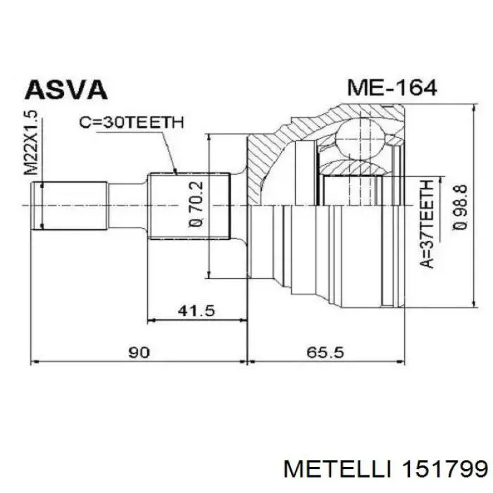 Junta homocinética exterior delantera Metelli 151799 precio, desde 35,36 EUR