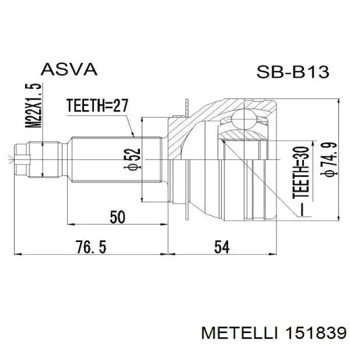 Junta homocinética exterior delantera Metelli 151839 precio, desde 48,65 EUR