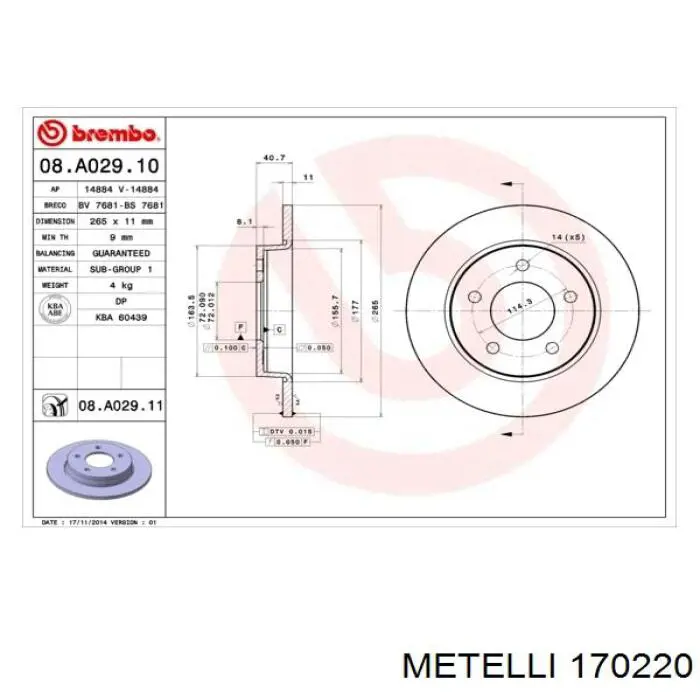 17-0220 Metelli árbol de transmisión delantero derecho