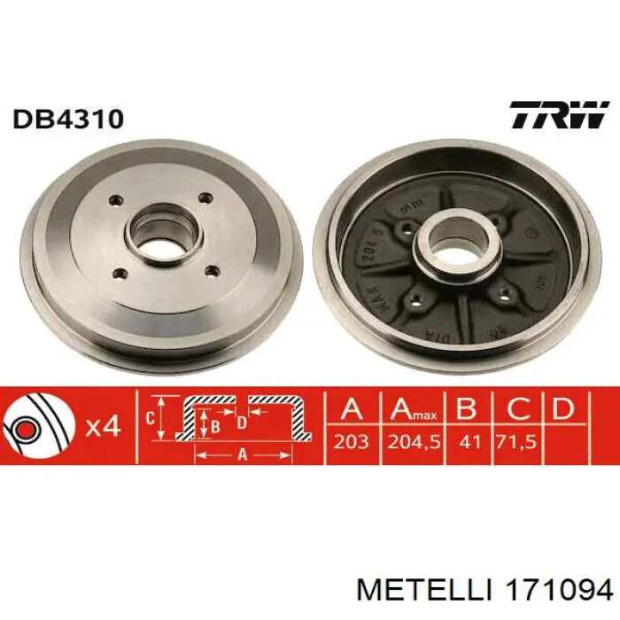 17-1094 Metelli árbol de transmisión trasero