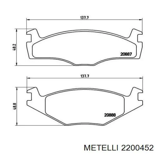 22-0045-2 Metelli pastillas de freno delanteras