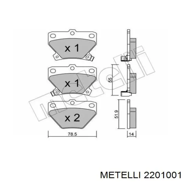 2201001 Metelli Pastillas freno traseras