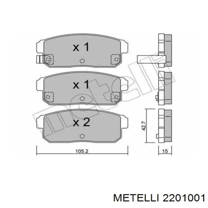 Pastillas de freno traseras 2201001 Metelli