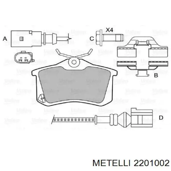 2201002 Metelli Pastillas freno traseras
