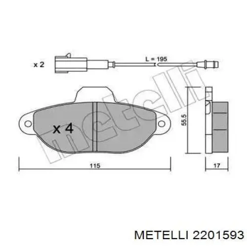 22-0159-3 Metelli pastillas de freno delanteras