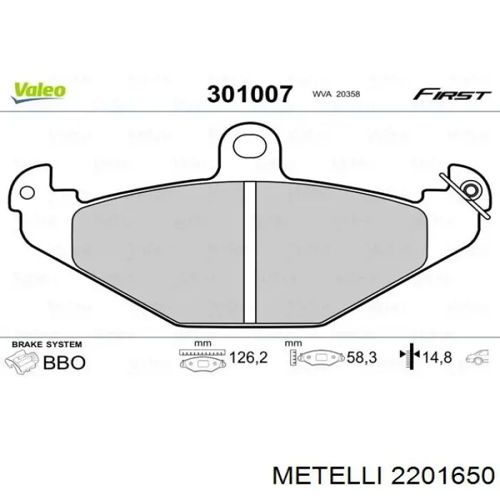 22-0165-0 Metelli pastillas de freno traseras