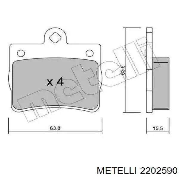 Pastillas de freno traseras 2202590 Metelli