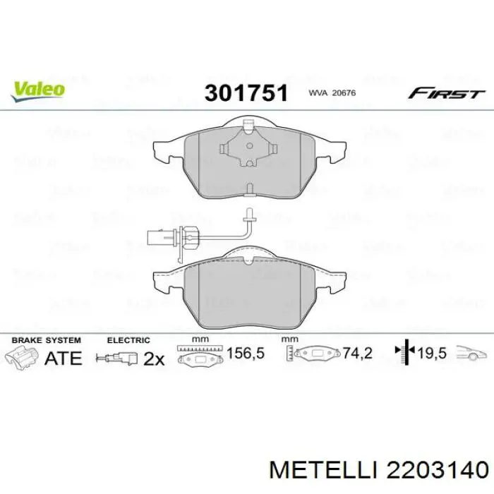 Pastillas de freno 2203140 Metelli