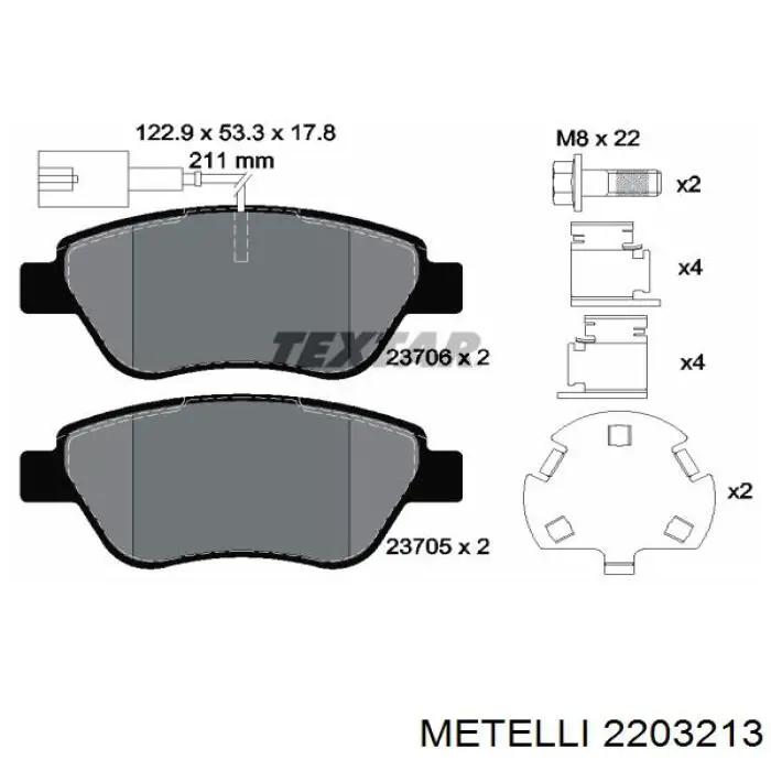 Pastillas de freno delanteras Metelli 2203213