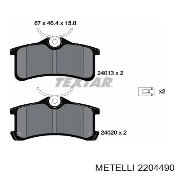 22-0449-0 Metelli pastillas de freno traseras