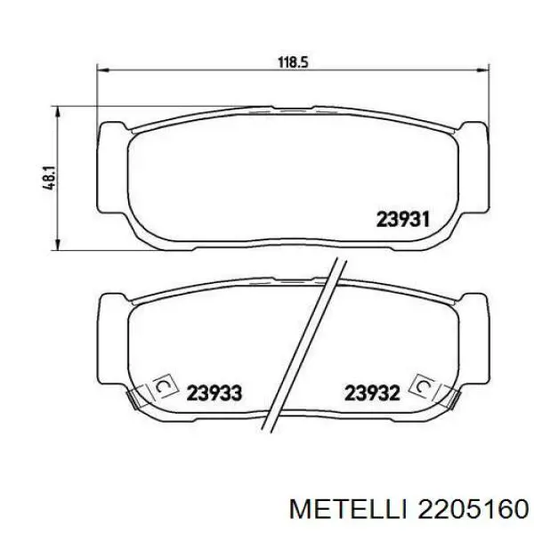 22-0516-0 Metelli pastillas de freno traseras