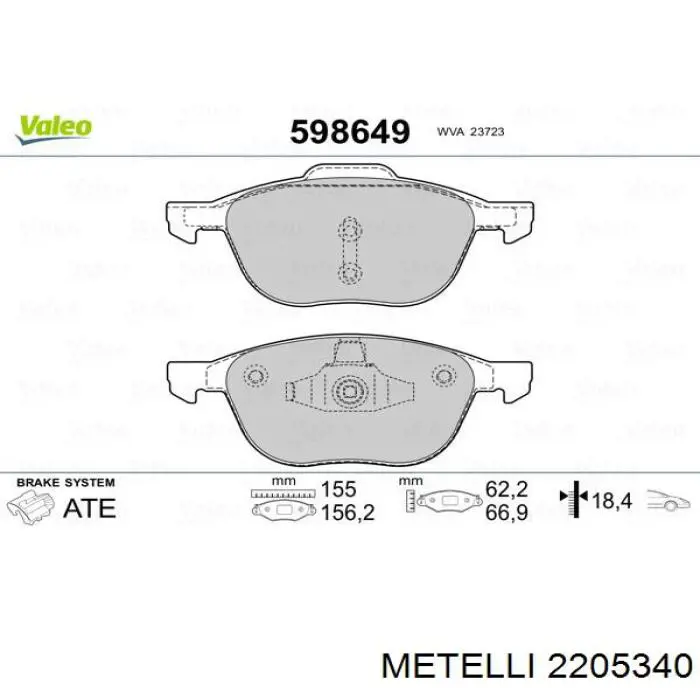 2205340 Metelli Pastillas delanteras