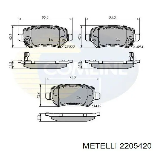 Pastillas traseras Metelli 2205420