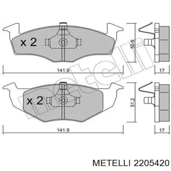 2205420 Metelli Pastillas freno traseras