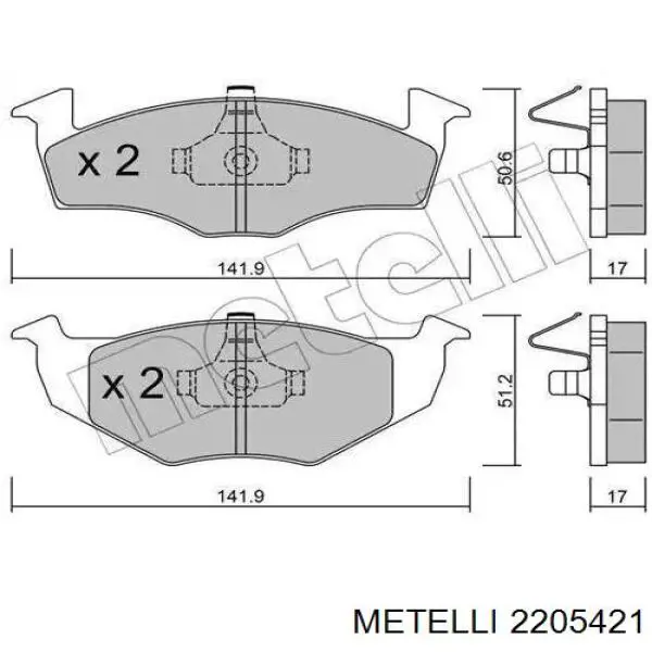 22-0542-1 Metelli pastillas de freno traseras