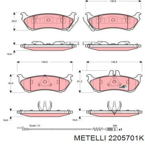 22-0570-1K Metelli pastillas de freno traseras