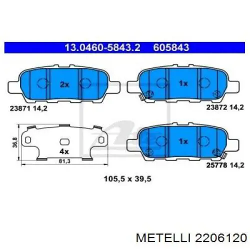 Comprar 2206120 Metelli Pastillas de freno traseras