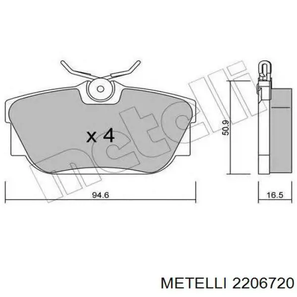 Pastillas de freno traseras 2206720 Metelli