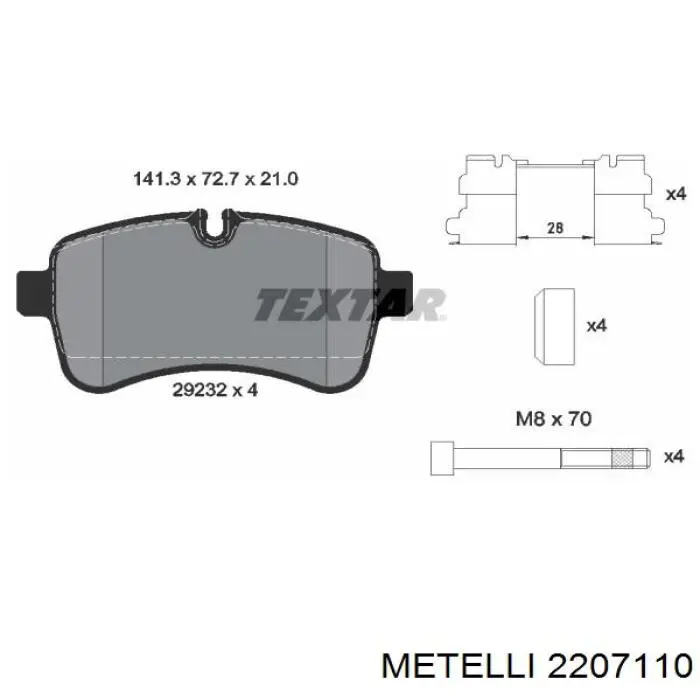 22-0711-0 Metelli pastillas de freno traseras