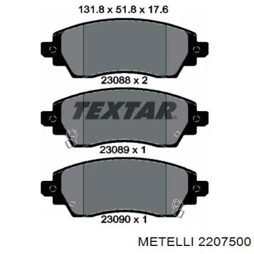 2207500 Metelli pastillas de freno delanteras