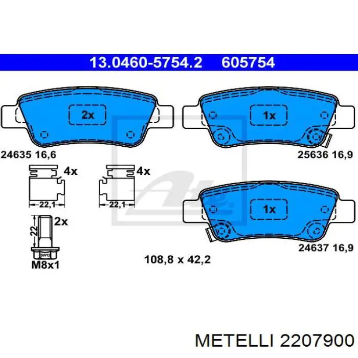 22-0790-0 Metelli pastillas de freno traseras